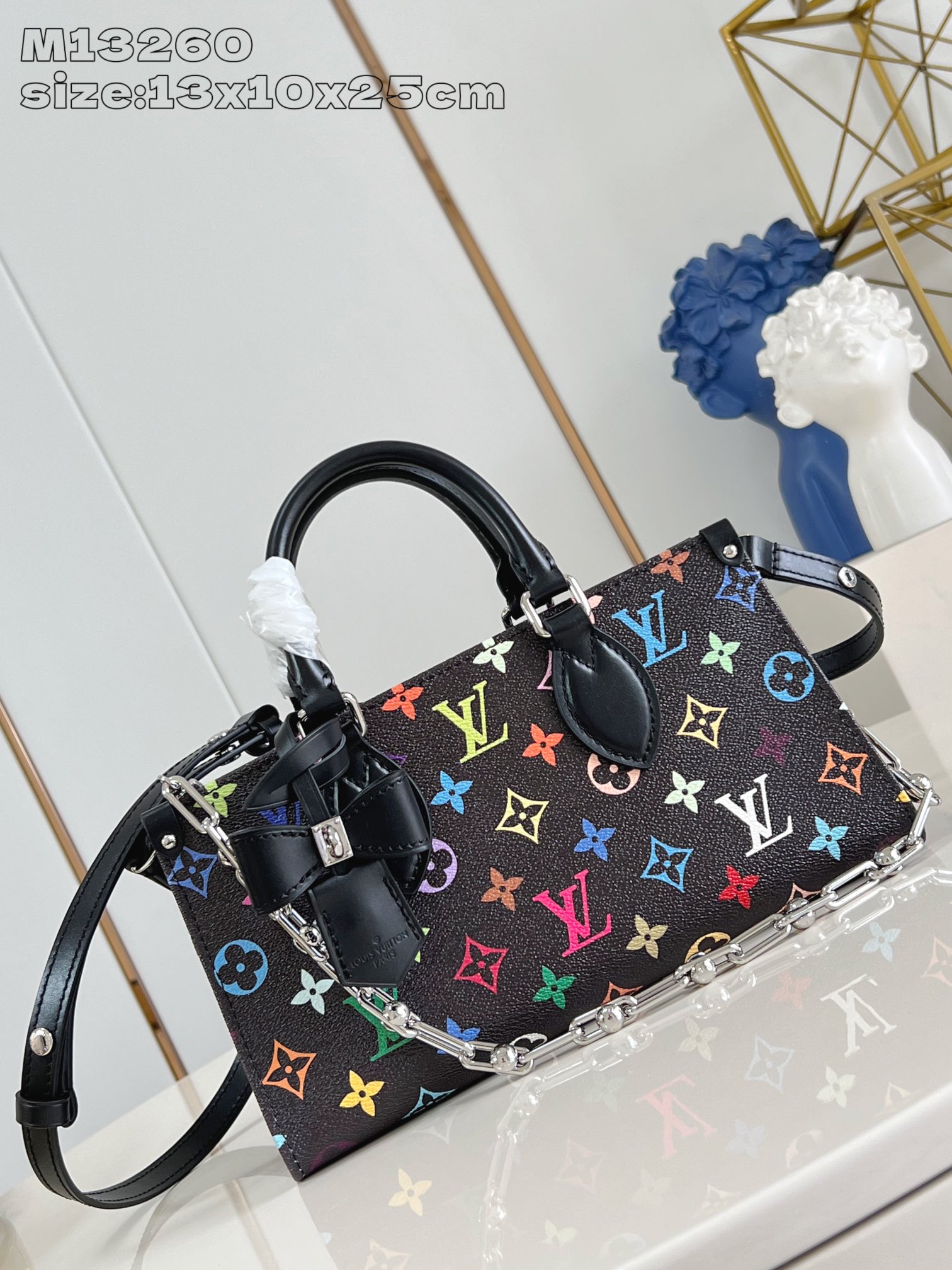 Bagsaaa M13260 LV x TM OnTheGo East West Chain Black Multicolored - 25 x 13 x 10 cm