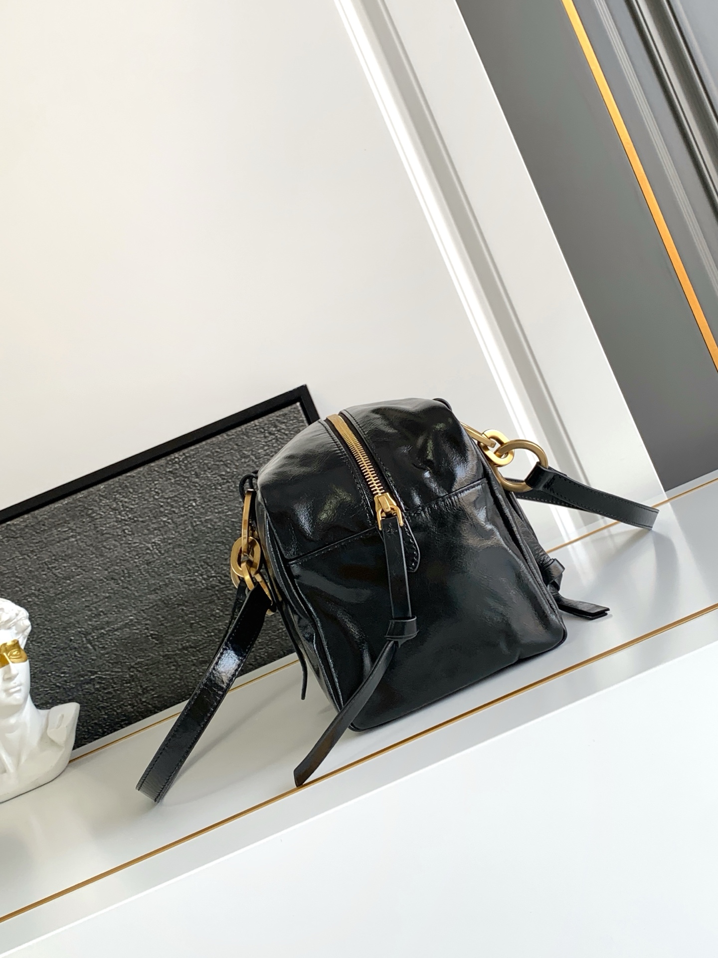 Bagsaaa Pra*a Dangle medium leather top-handle bag 1BB138 black - 30cm