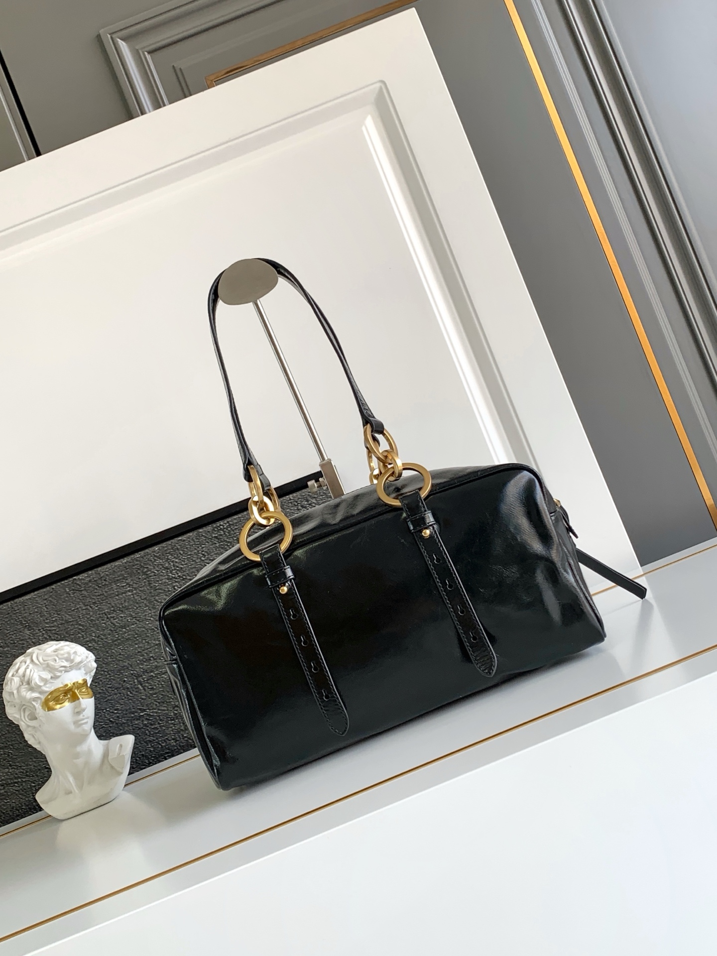 Bagsaaa Pra*a Dangle medium leather top-handle bag 1BB138 black - 30cm