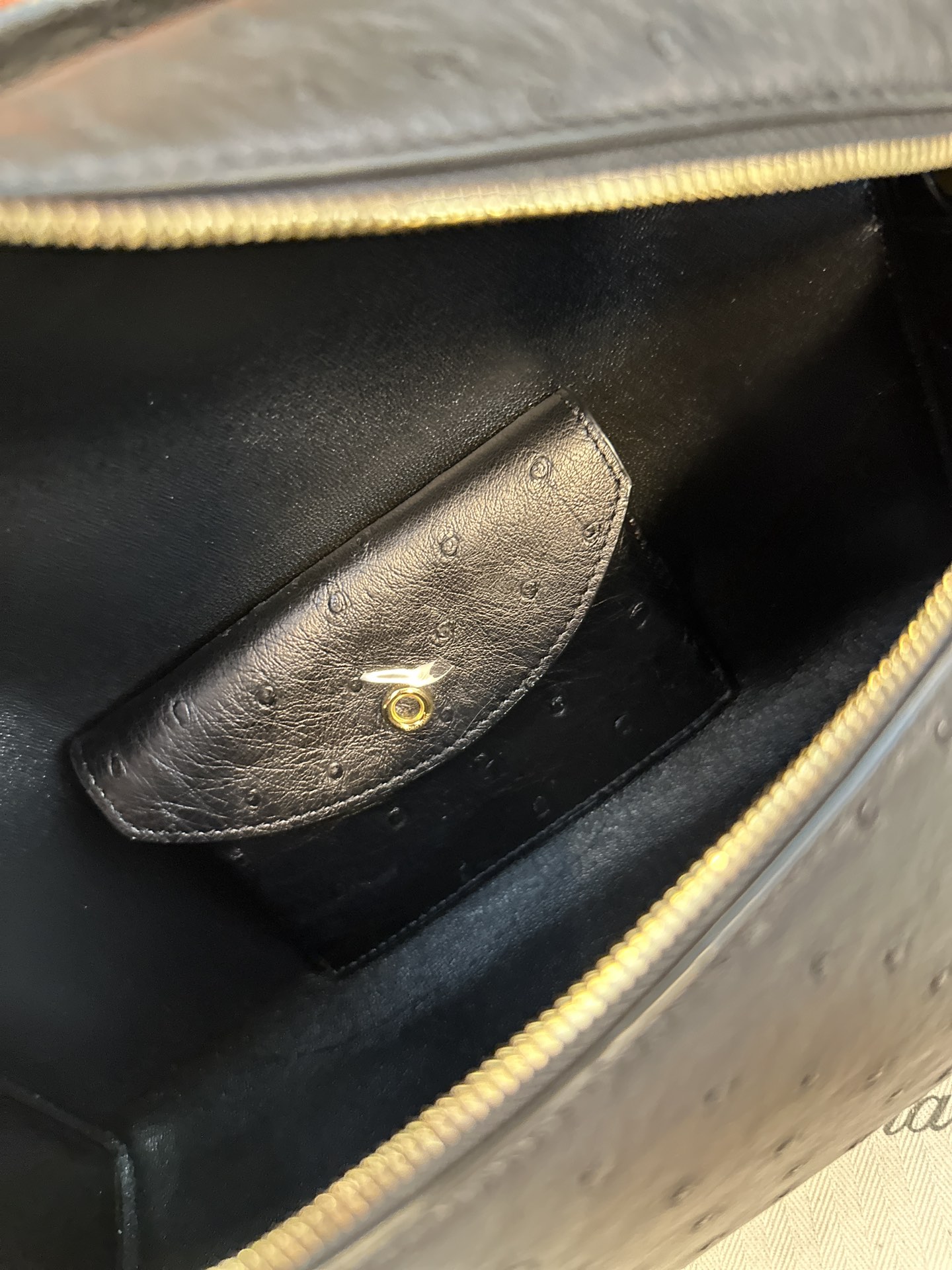 Bagsaaa L0r0 P1ana Extra Pocket L27 Black Ostrich - 16x27x10 cm