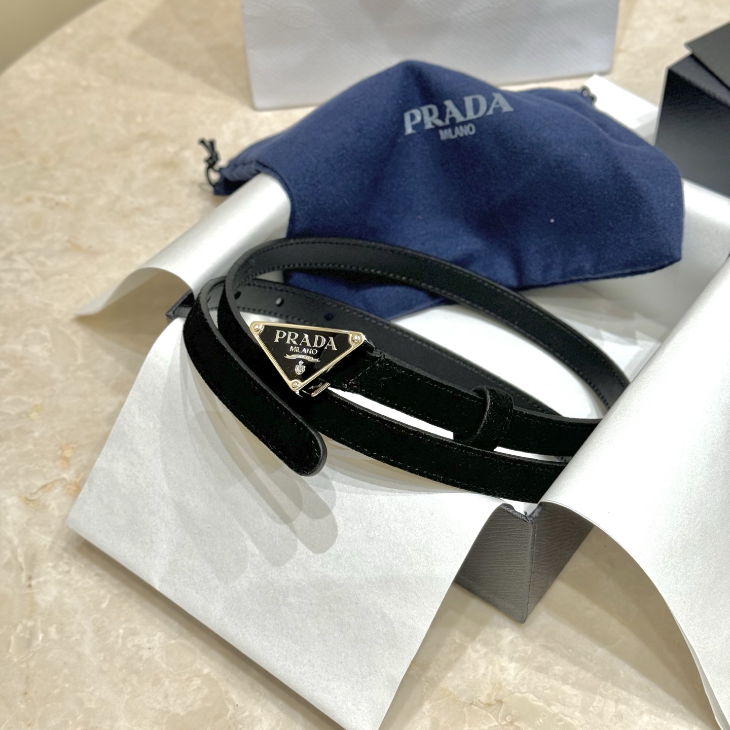 Bagsaaa Pra*a Saffiano Belt Black - 1.5cm