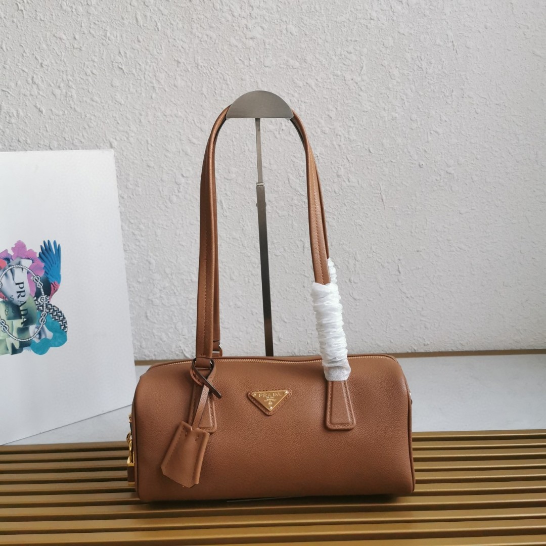 Bagsaaa Pra*a Medium leather top-handle bag with padlock 1BB127 brown - 29cm
