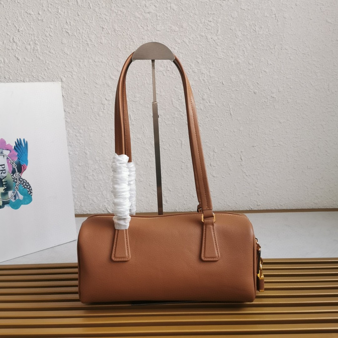 Bagsaaa Pra*a Medium leather top-handle bag with padlock 1BB127 brown - 29cm