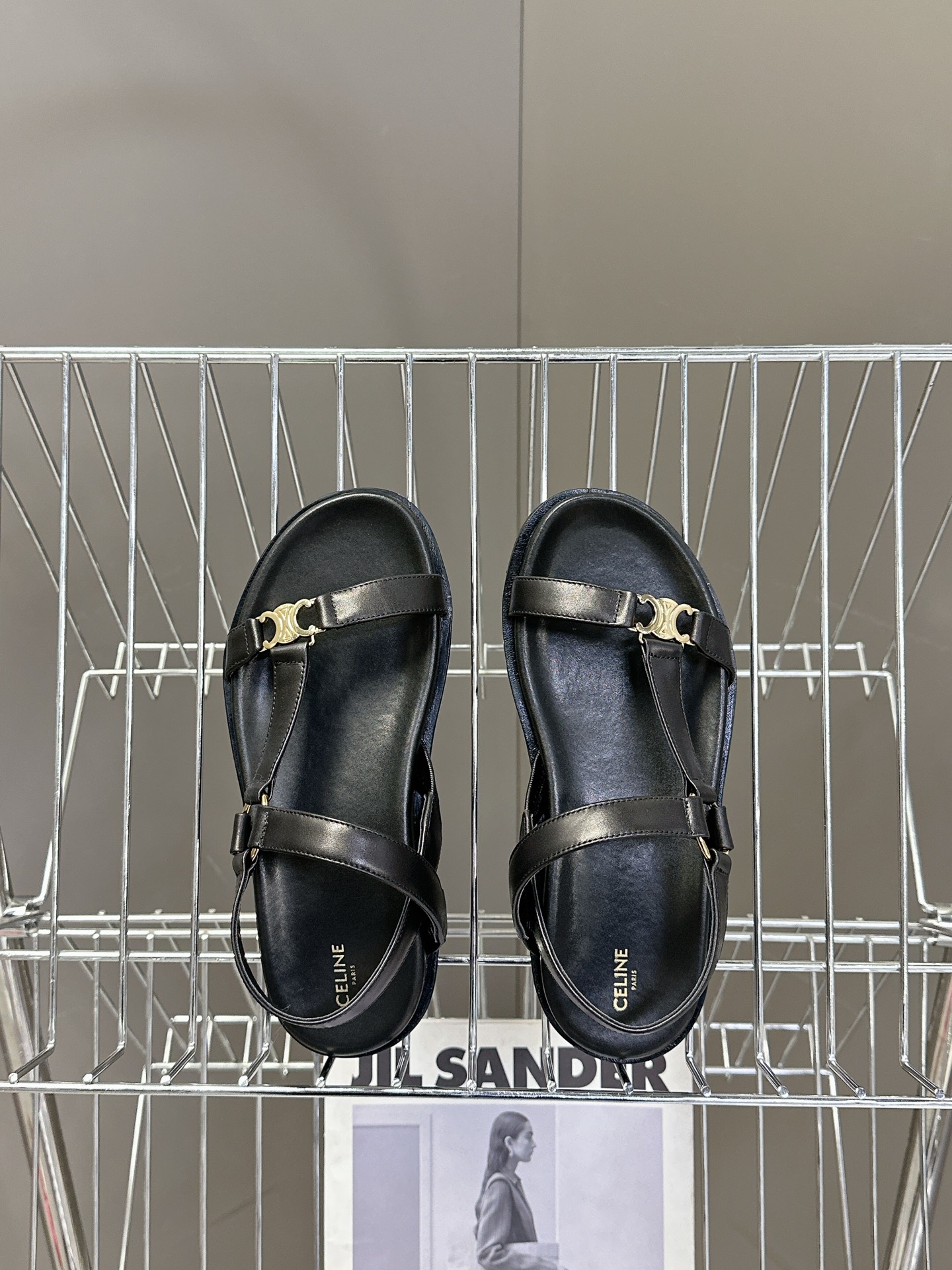 Bagsaaa Ce1i*e Maud Sandal With Triomphe In Calfskin Black