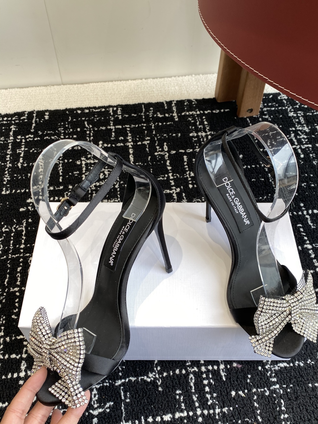 Bagsaaa D&G Crystal Charm Heels Black - 10cm