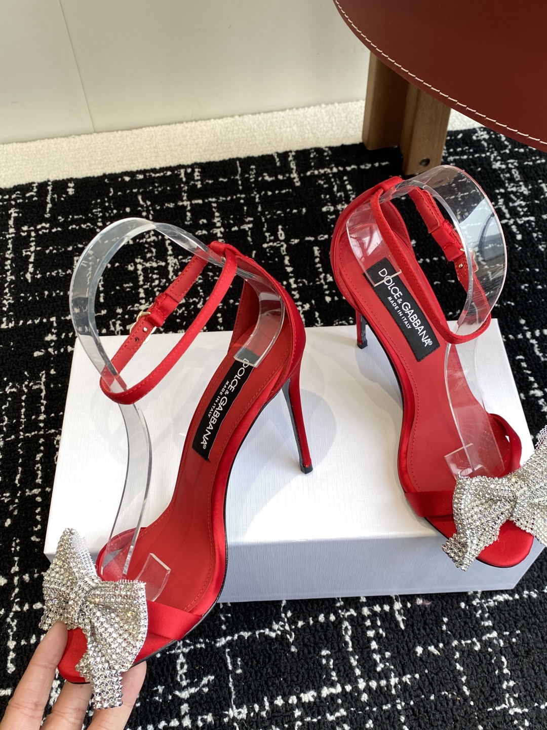 Bagsaaa D&G Crystal Charm Heels Red - 10cm
