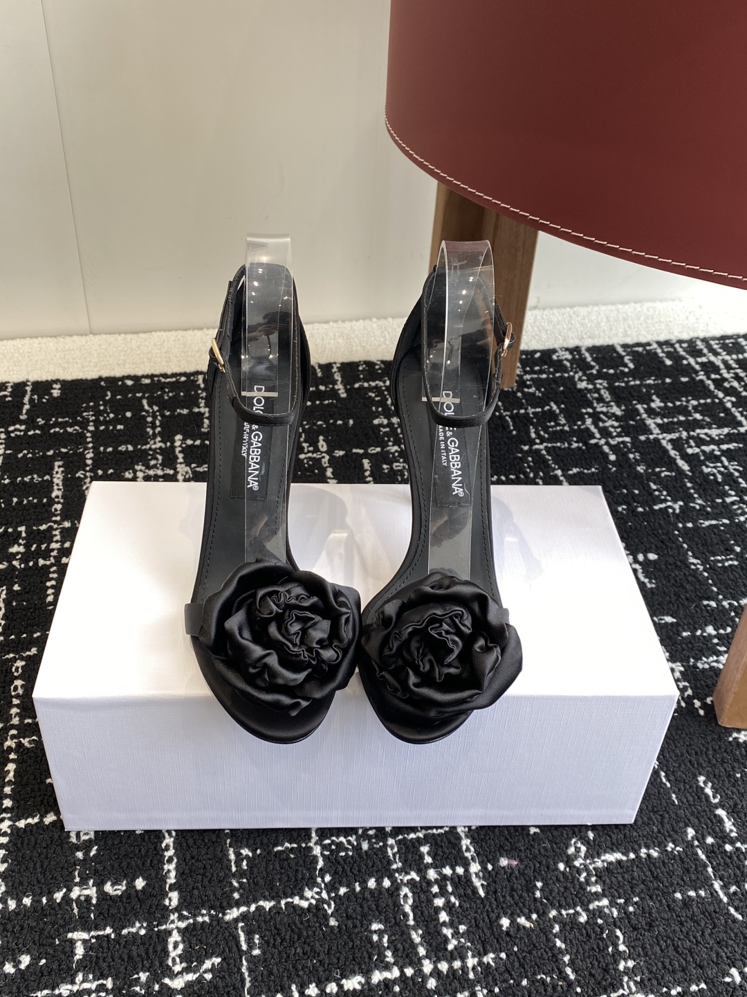 Bagsaaa D&G Black Rose Bloom Heels - 10cm