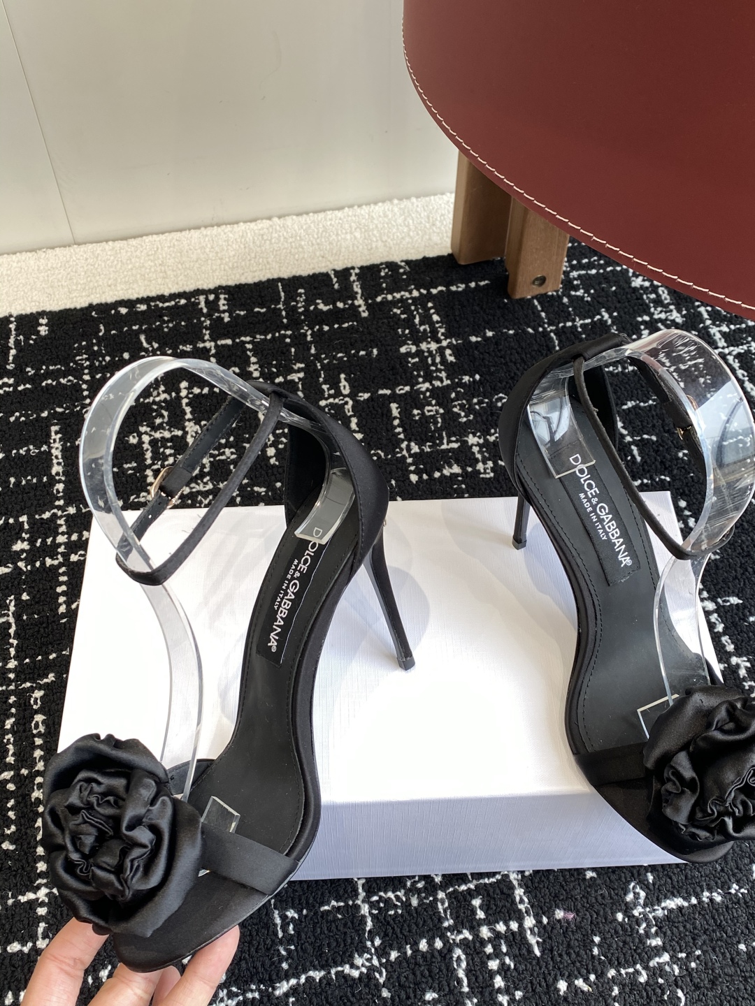 Bagsaaa D&G Black Rose Bloom Heels - 10cm