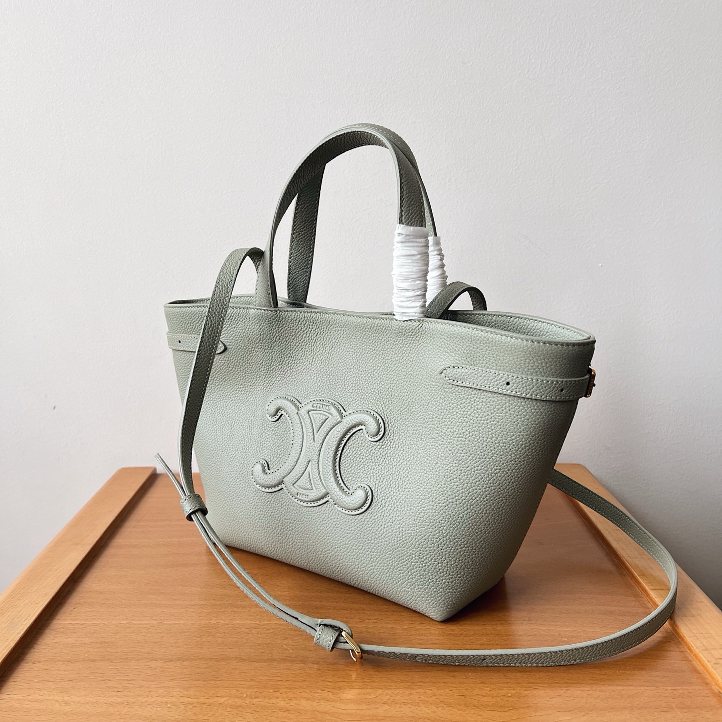 Bagsaaa Ce1i*e Mini Cabas Anais Cuir Triomphe In Grained Calfskin Gray - 21cm