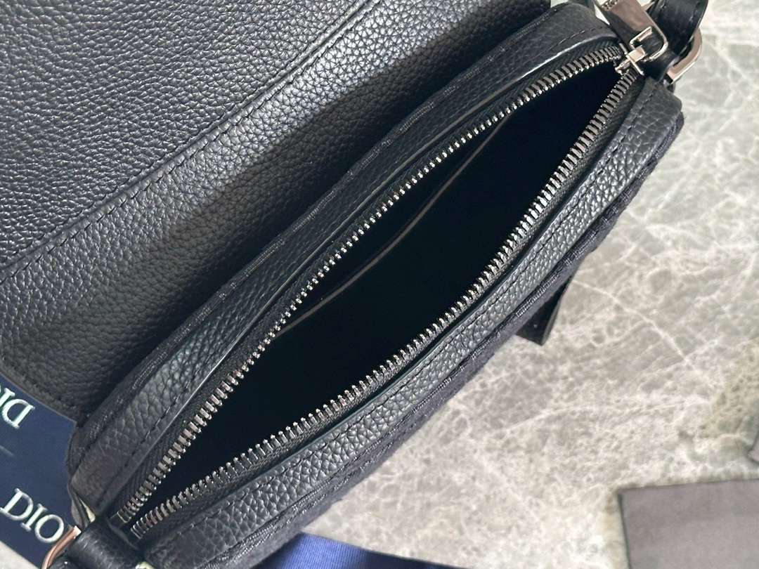 Bagsaaa Mini Saddle Bag Black D10r Oblique Jacquard and Black Grained Calfskin - 19.5cm