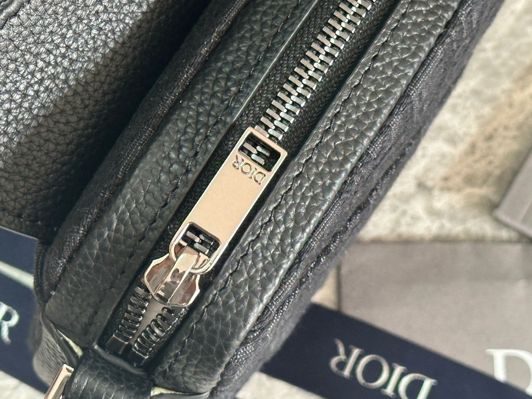 Bagsaaa Mini Saddle Bag Black D10r Oblique Jacquard and Black Grained Calfskin - 19.5cm