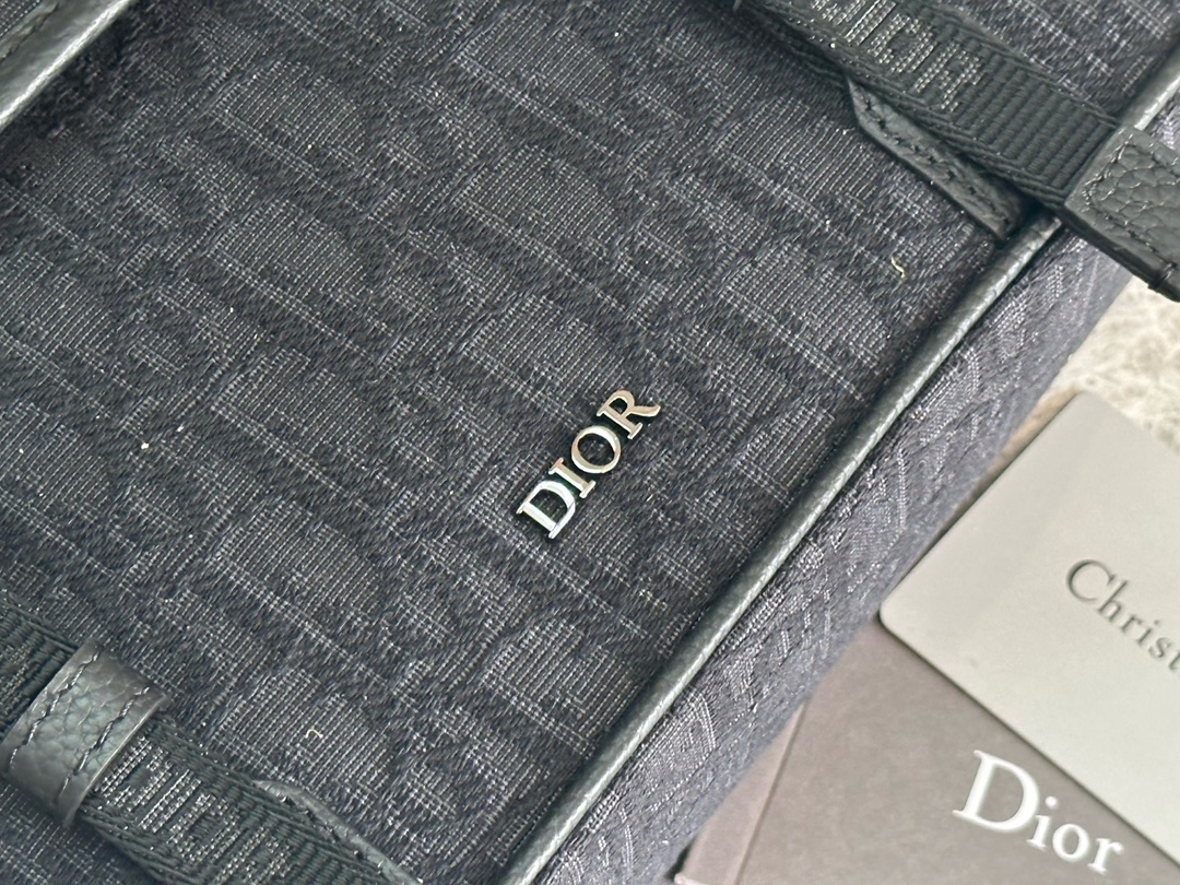 Bagsaaa D10r Hit the Road Messenger Bag with Flap Black D10r Oblique Jacquard and Black Grained Calfskin - 24cm