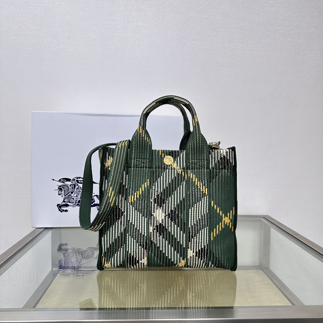 Bagsaaa Mini Check Knitted Tote Green - 25cm