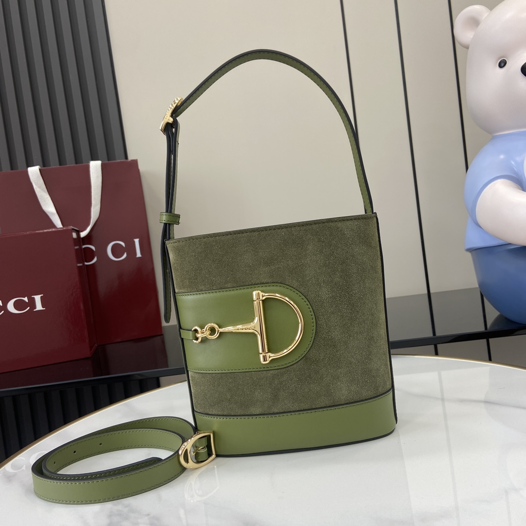 Bagsaaa Gvc*1 73 mini bucket bag 833665 green suede - 20cm