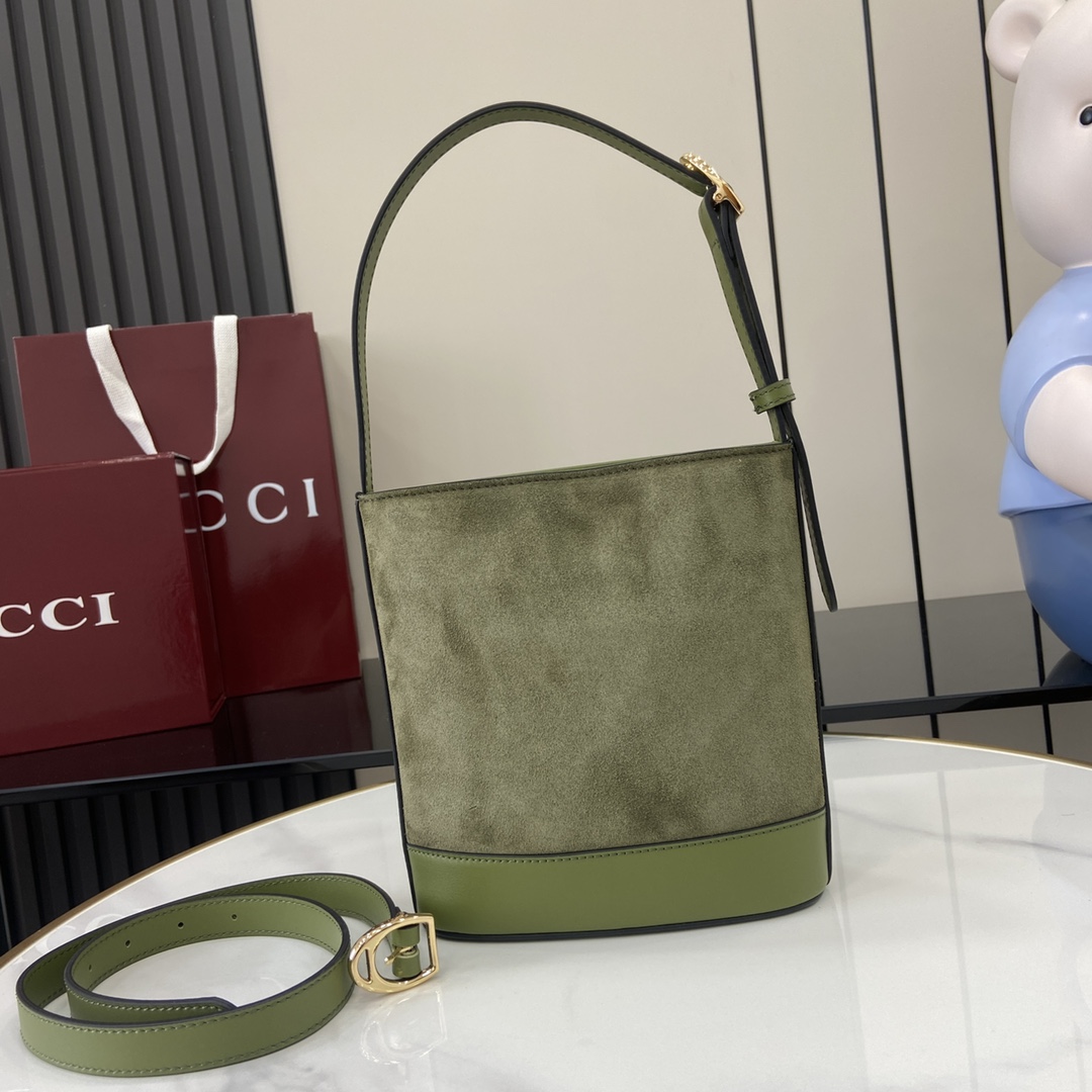 Bagsaaa Gvc*1 73 mini bucket bag 833665 green suede - 20cm
