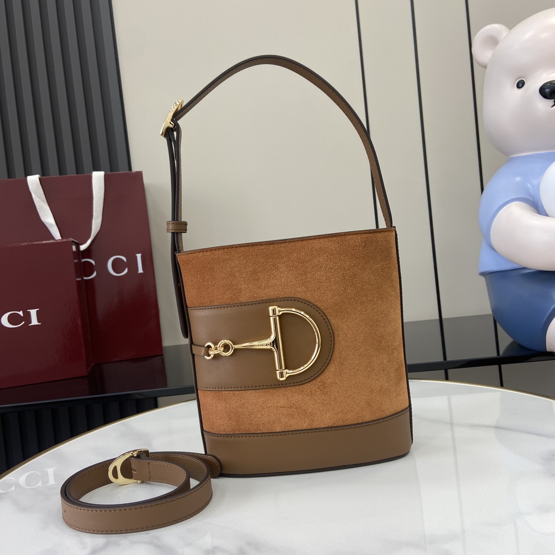Bagsaaa Gvc*1 73 mini bucket bag 833665 brown suede - 20cm