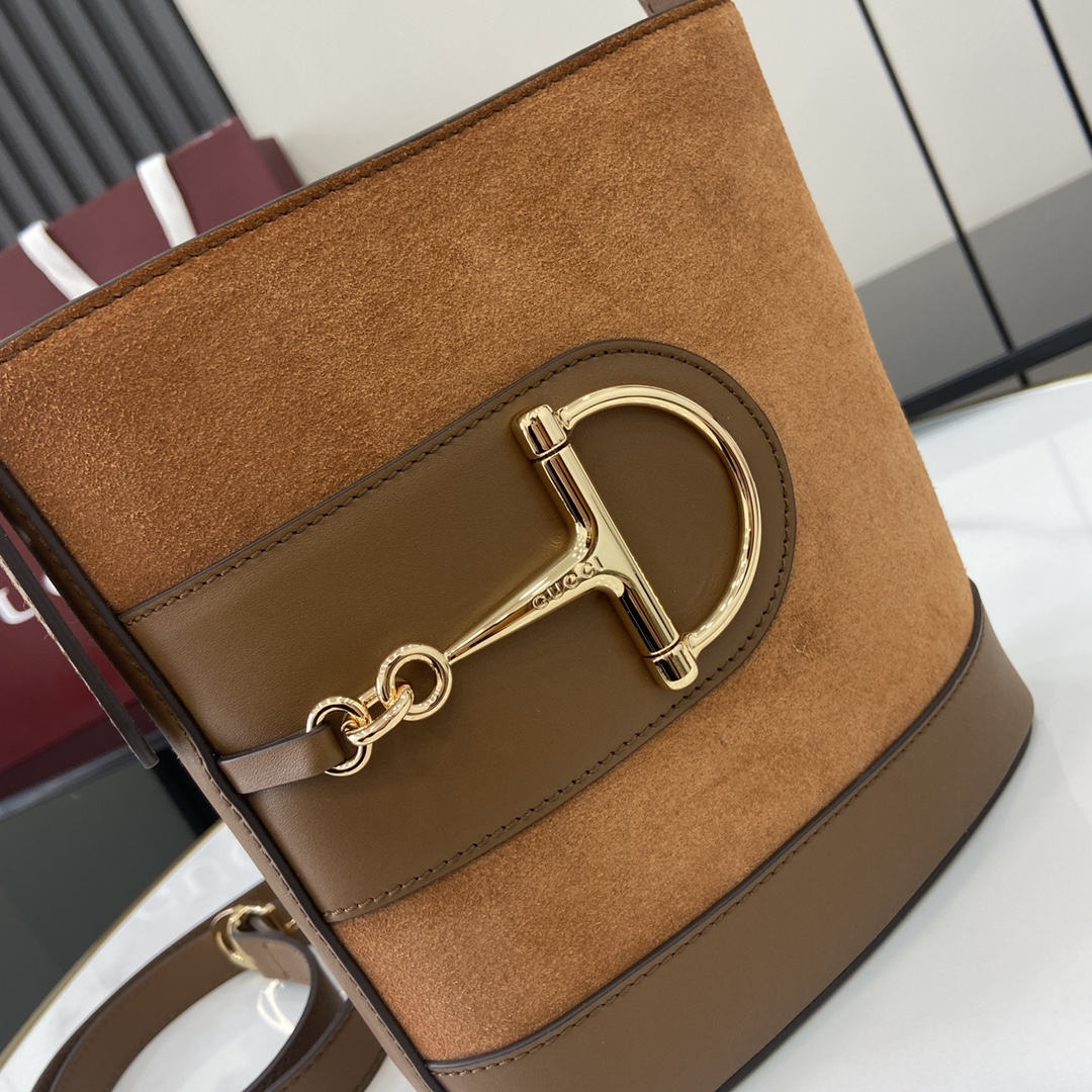 Bagsaaa Gvc*1 73 mini bucket bag 833665 brown suede - 20cm