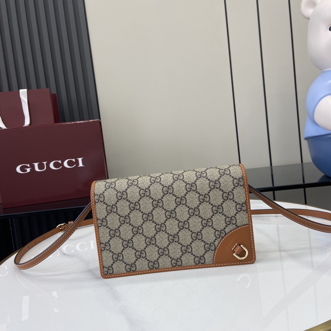 Bagsaaa Gvc*1 GG Emblem S*per mini shoulder bag 820688 brown & beige - 20cm