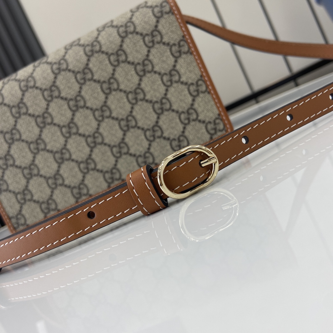 Bagsaaa Gvc*1 GG Emblem S*per mini shoulder bag 820688 brown & beige - 20cm
