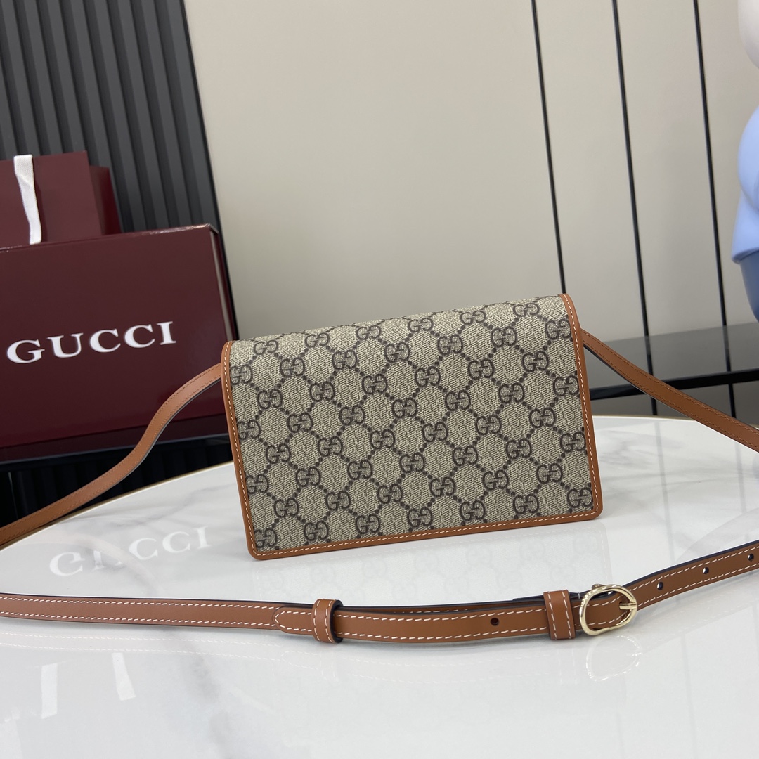 Bagsaaa Gvc*1 GG Emblem S*per mini shoulder bag 820688 brown & beige - 20cm