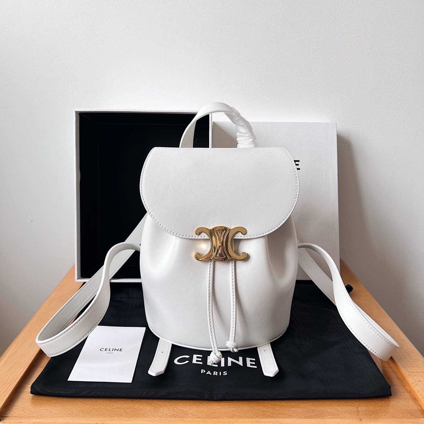 Bagsaaa Ce1i*e Backpack Bonnie In Smooth Calfskin 118703 white - 25cm