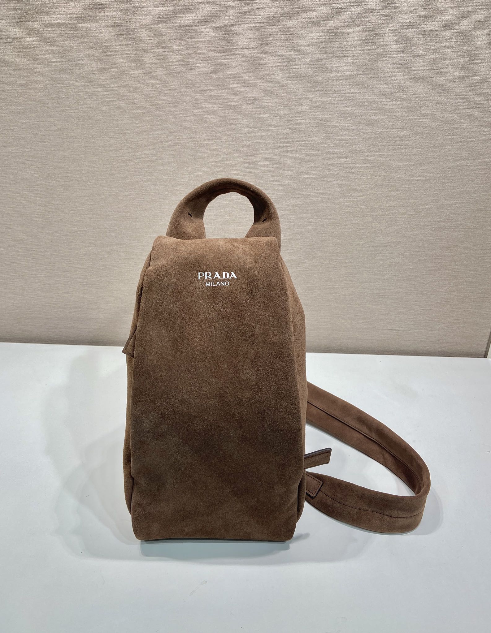 Bagsaaa Pra*a Suede backpack 2VZ114 dark brown - 32cm