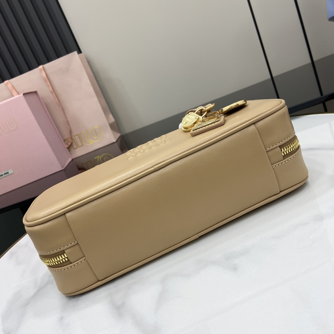 Bagsaaa Miu Miu Beau leather bag small 5BB173 beige - 28cm