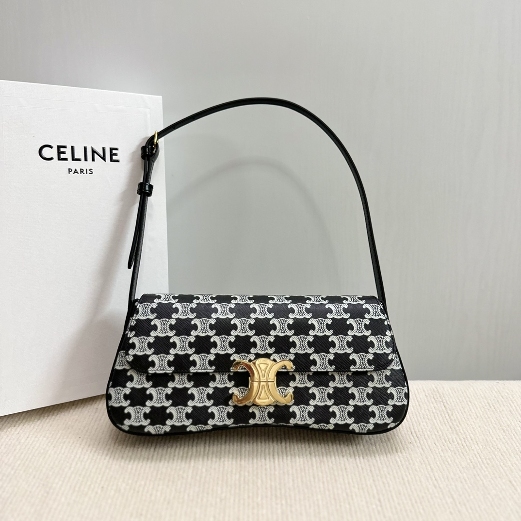 Bagsaaa Medium Ce1i*e Lola Bag In Triomphe Canvas Two-Tone 115532 - 28cm