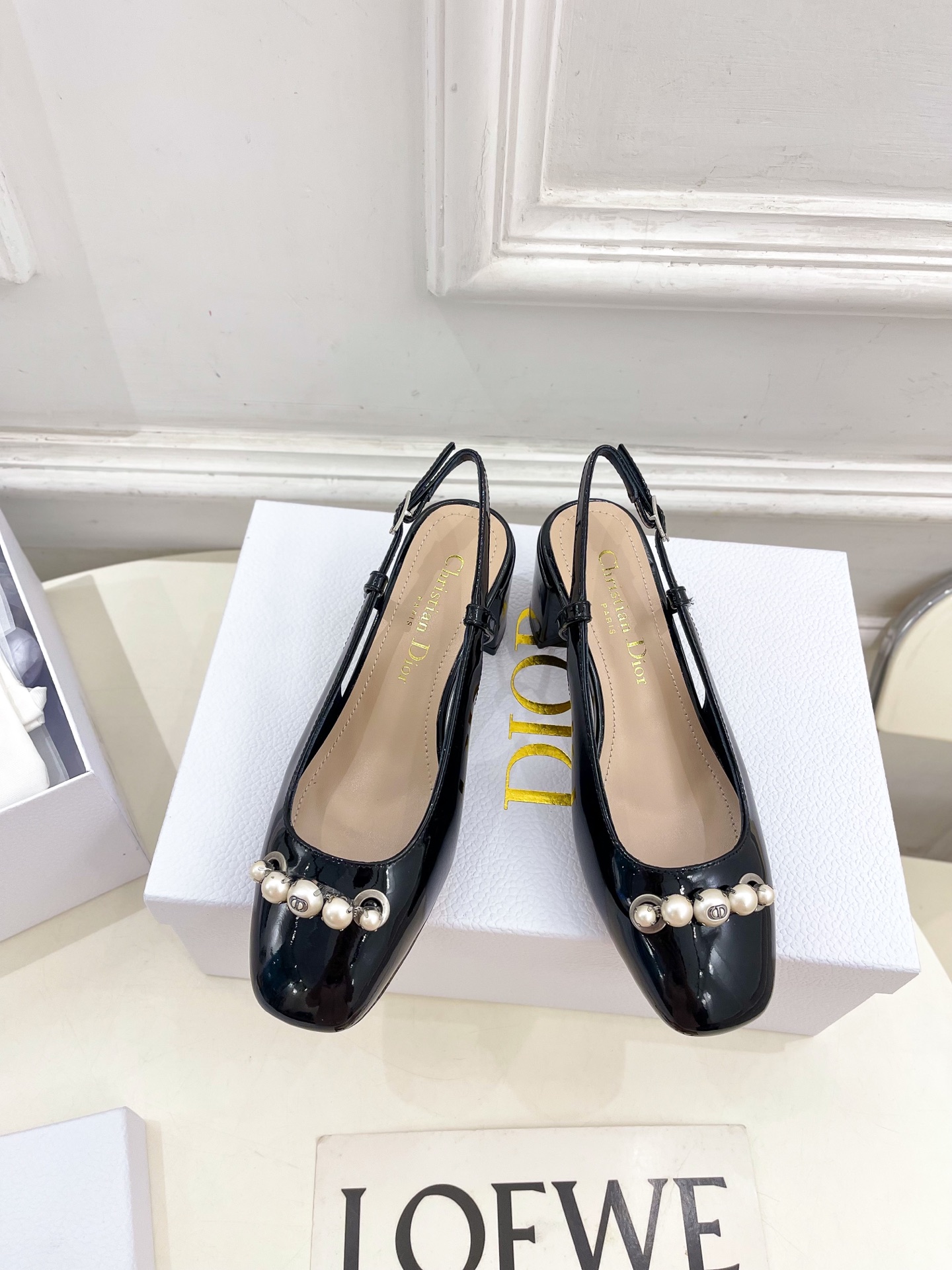 Bagsaaa D10r Paris Slingback Pump Black Patent Calfskin
