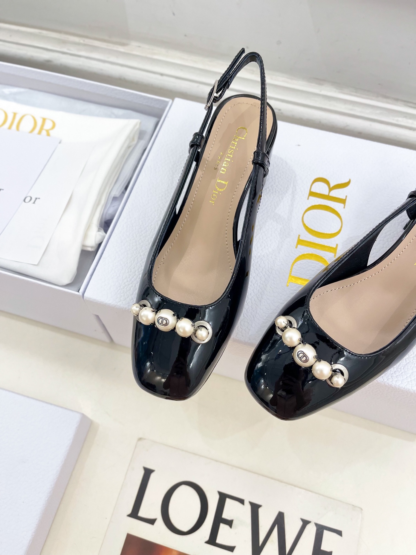Bagsaaa D10r Paris Slingback Pump Black Patent Calfskin