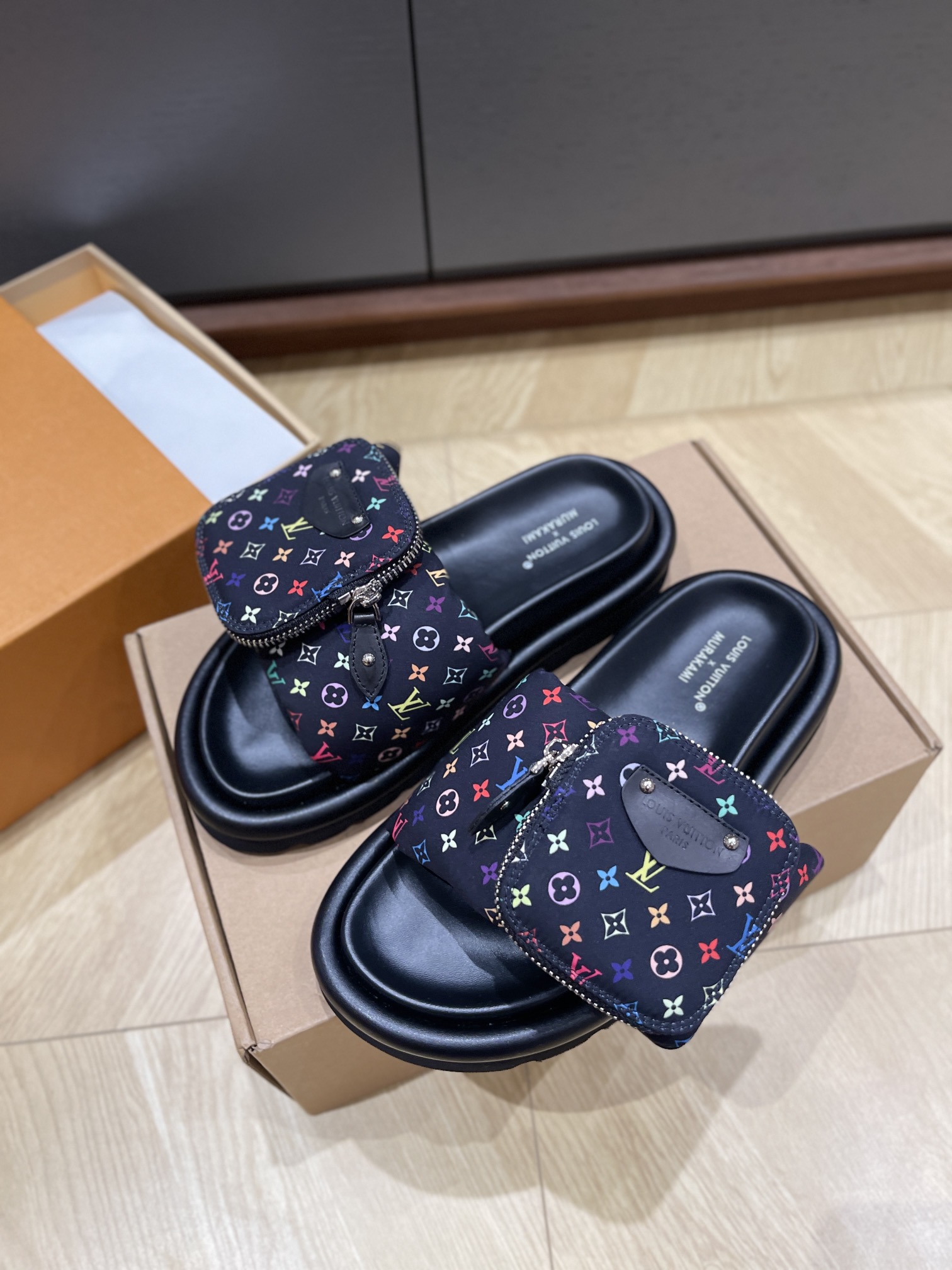 Bagsaaa LV x TM Pool Pillow Flat Comfort Mule Black