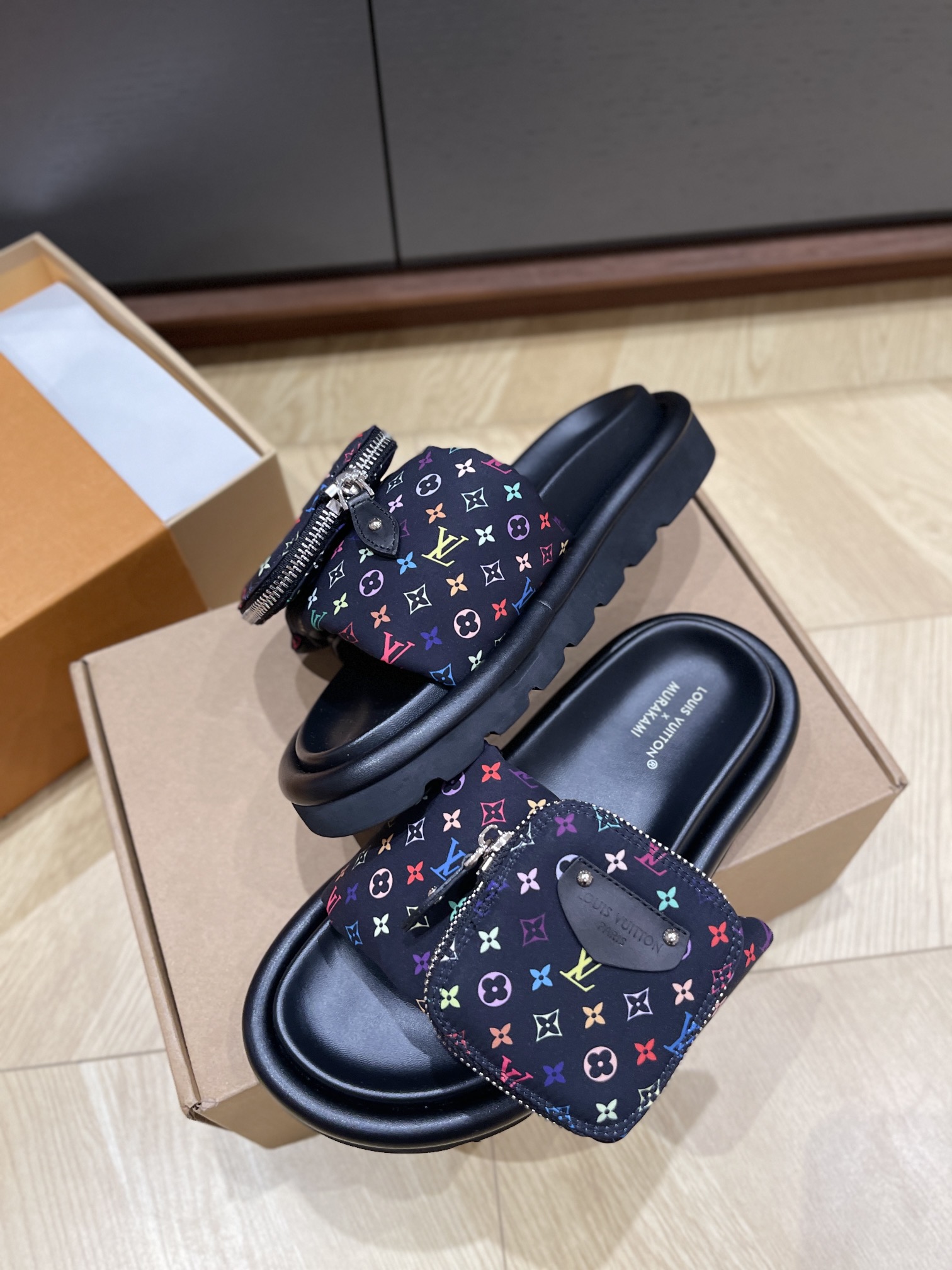 Bagsaaa LV x TM Pool Pillow Flat Comfort Mule Black