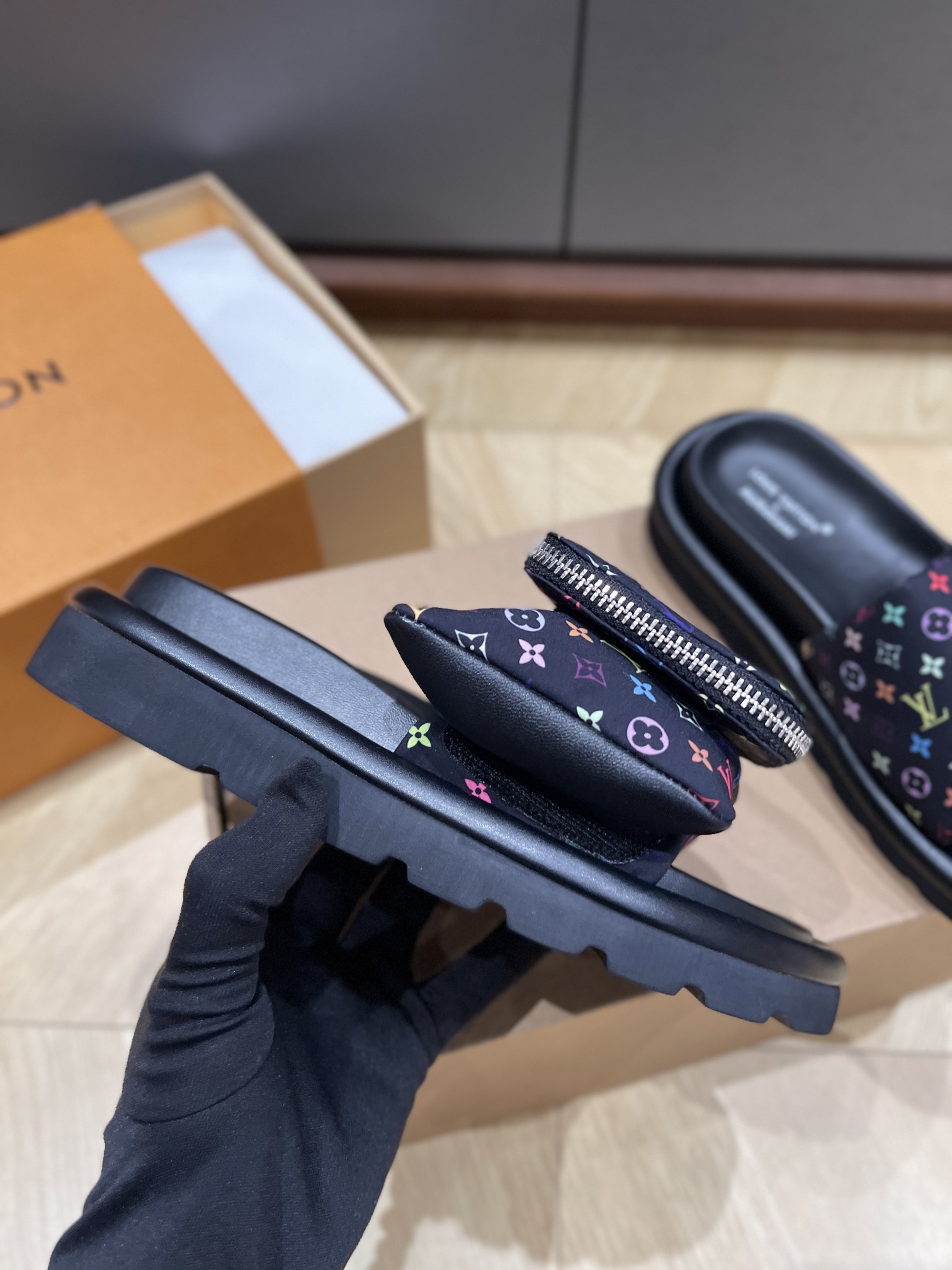 Bagsaaa LV x TM Pool Pillow Flat Comfort Mule Black