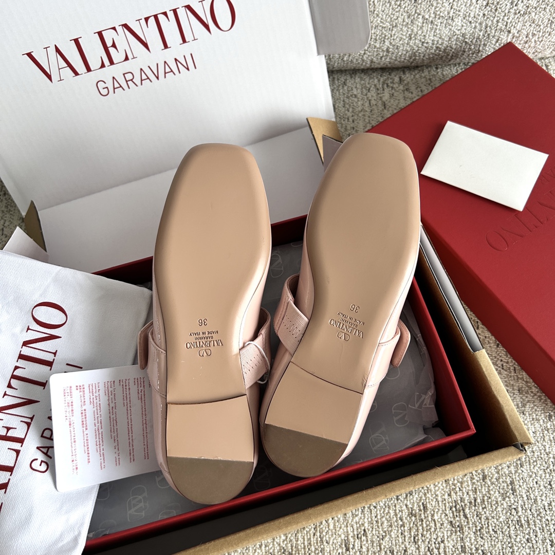 Bagsaaa Va1e*ntin0 Garavani Vlogo Locker leather ballet flats pink