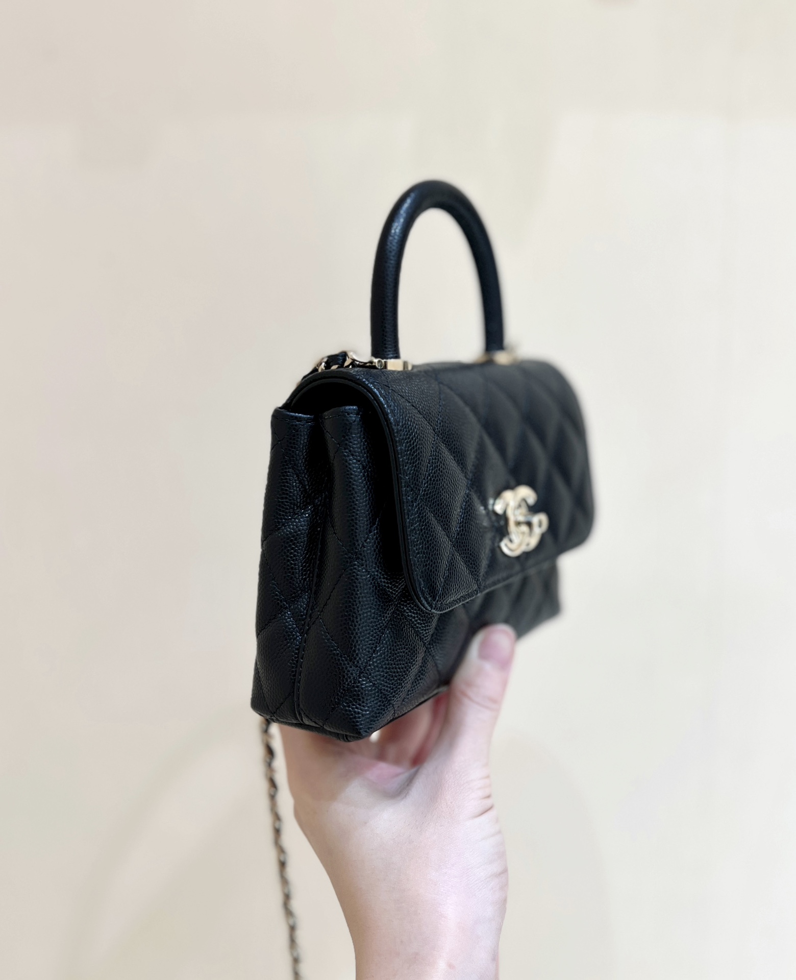 Bagsaaa Ch**el coco handle nano AP4244 black - 16cm
