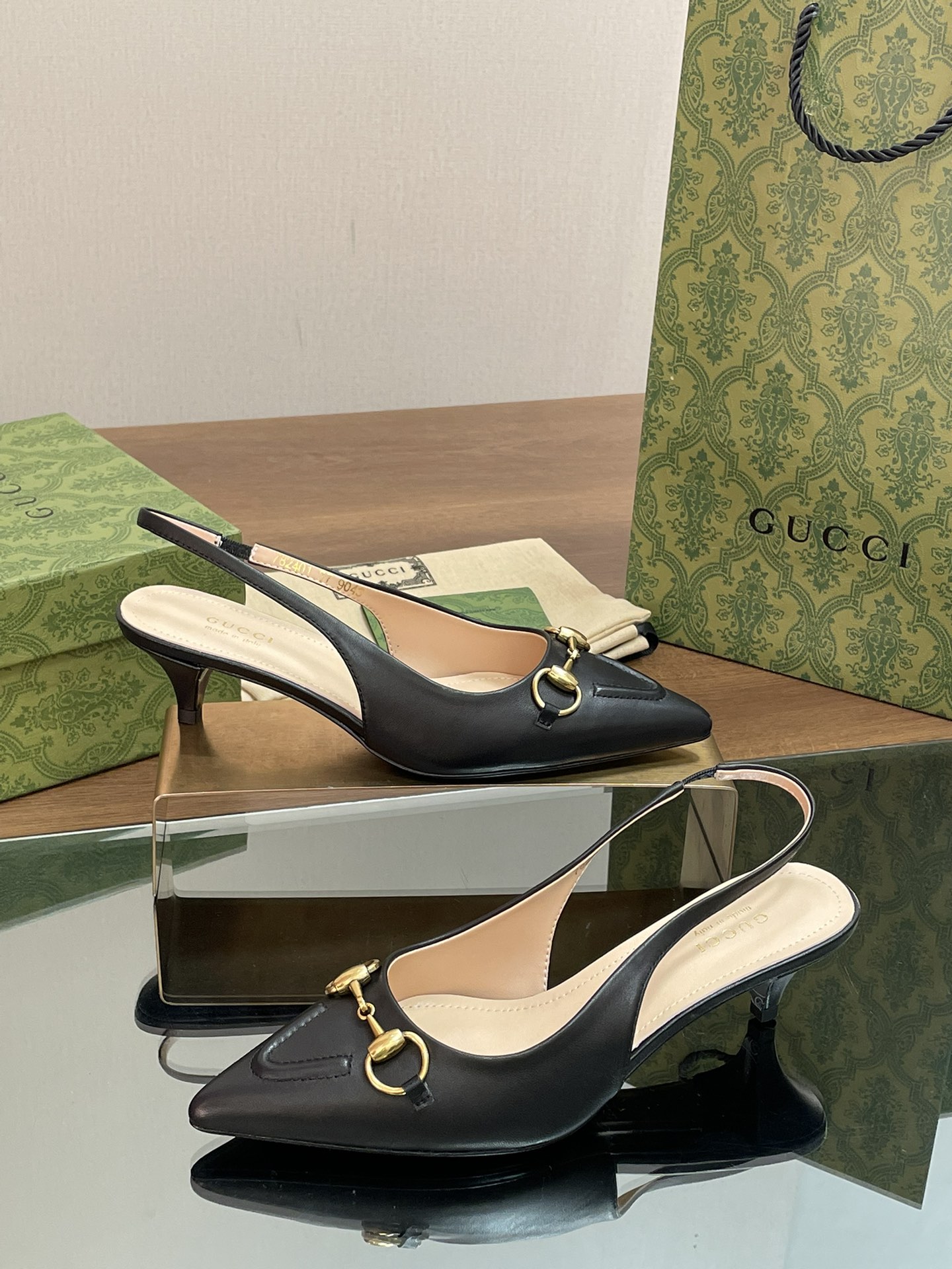 Bagsaaa Gvc*1 Women's Horsebit slingback pump black 782407 - 4.5cm