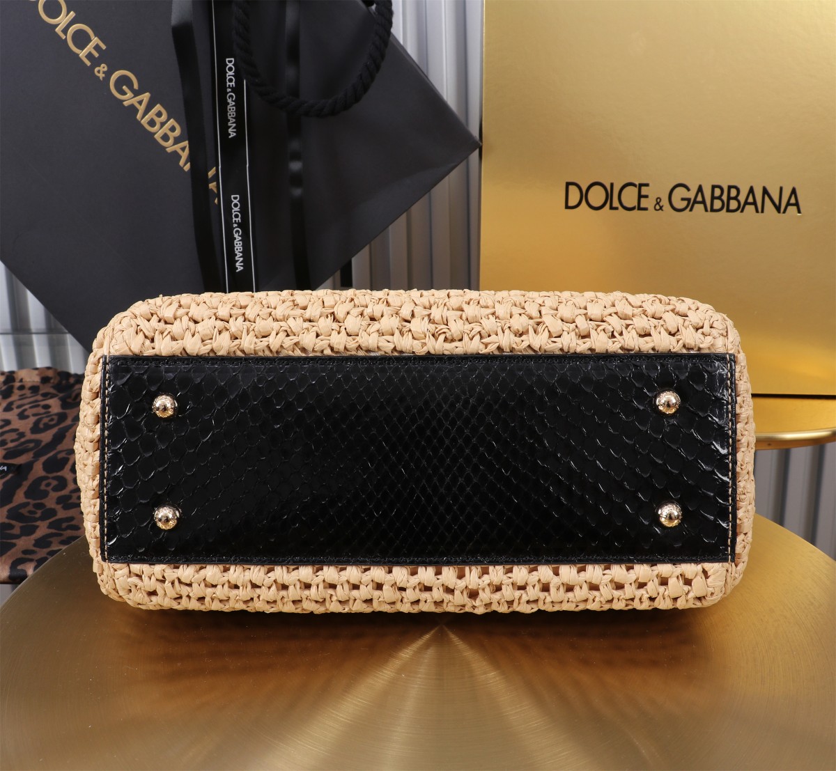Bagsaaa D&G Large Sicily handbag raffia crochet - 21x25x12cm