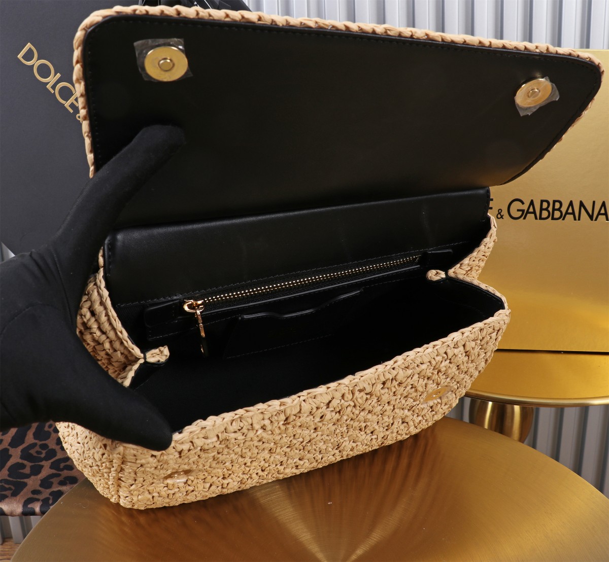 Bagsaaa D&G Large Sicily handbag raffia crochet - 21x25x12cm