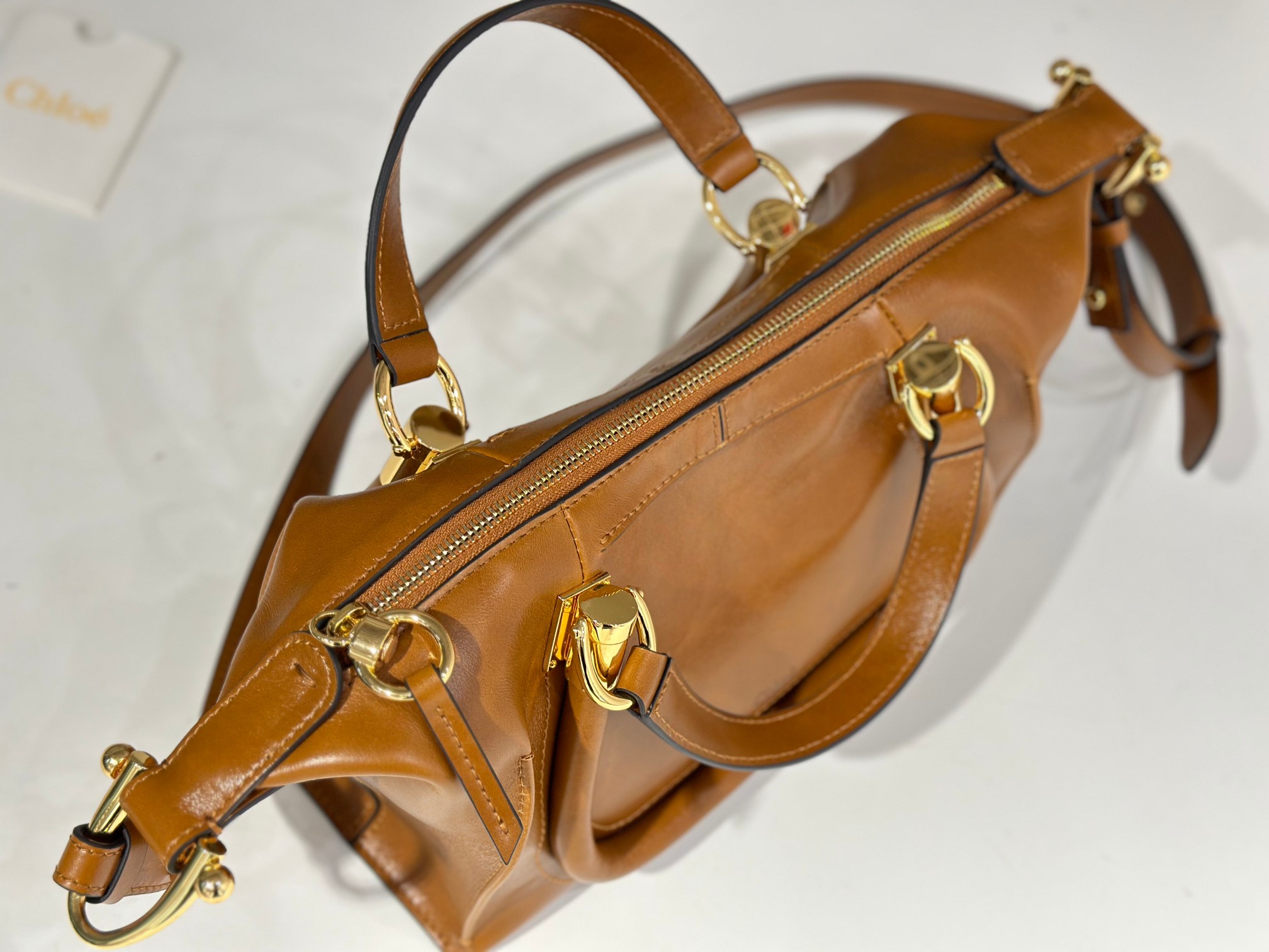 Bagsaaa Chloe Small Paraty 24 bag in shiny leather brown - 27cm