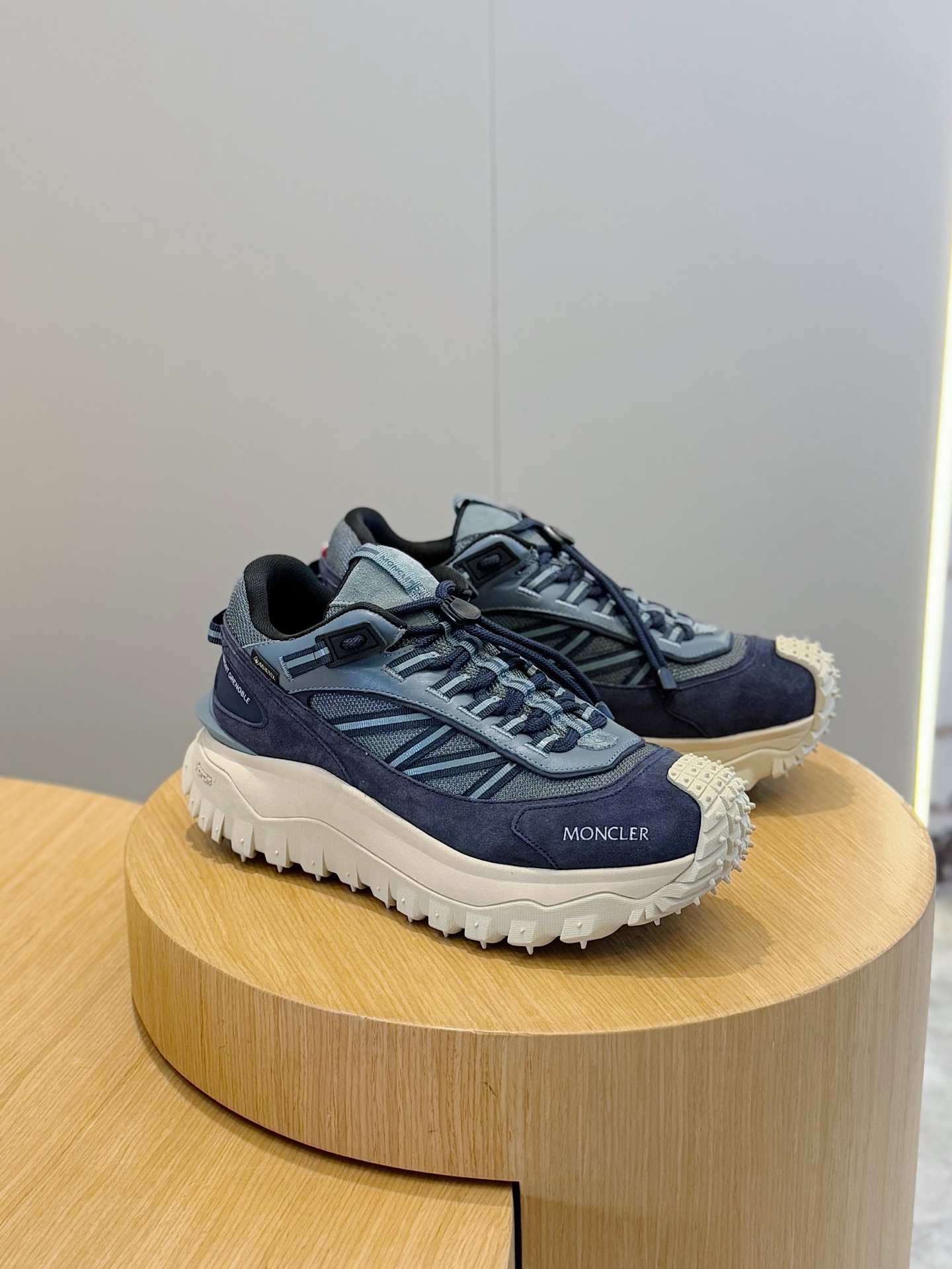 Bagsaaa Moncler Trailgrip Suede & Leather Trainers Blue