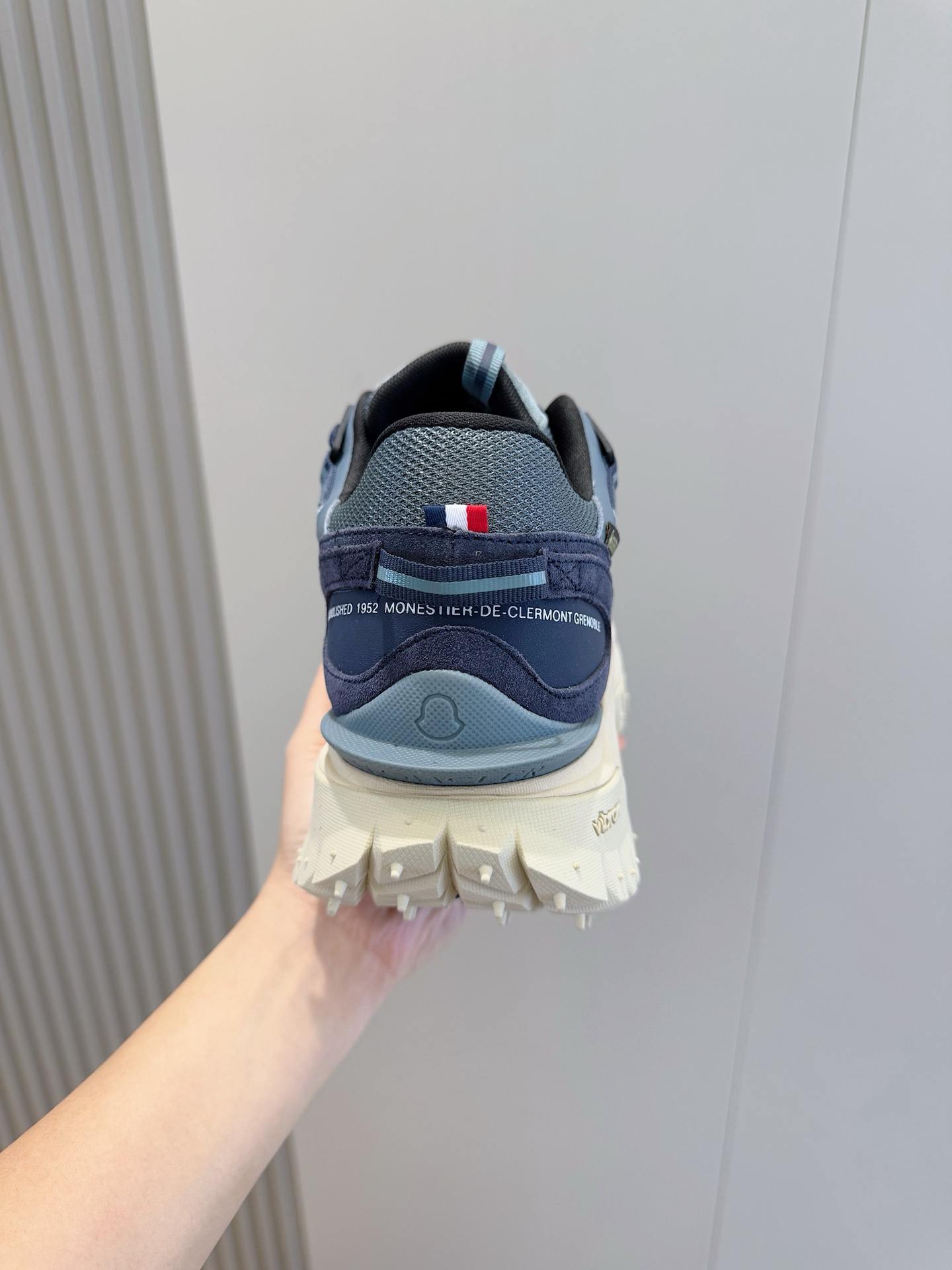 Bagsaaa Moncler Trailgrip Suede & Leather Trainers Blue