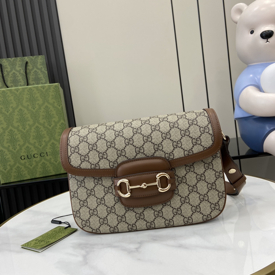 Bagsaaa Gvc*1 Horsebit 1955 small shoulder bag 815178 brown & beige - 26x17.5x10 cm
