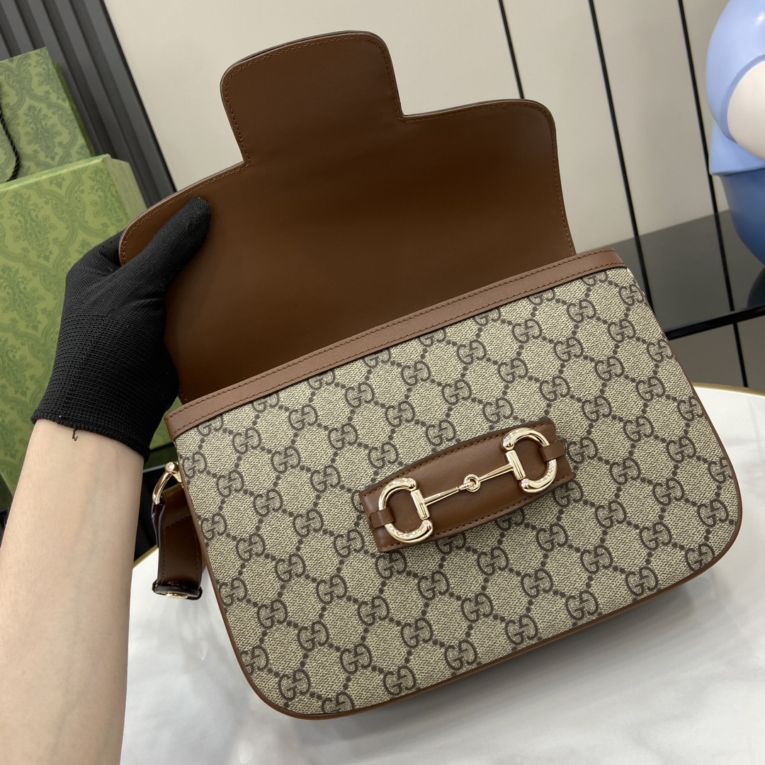 Bagsaaa Gvc*1 Horsebit 1955 small shoulder bag 815178 brown & beige - 26x17.5x10 cm