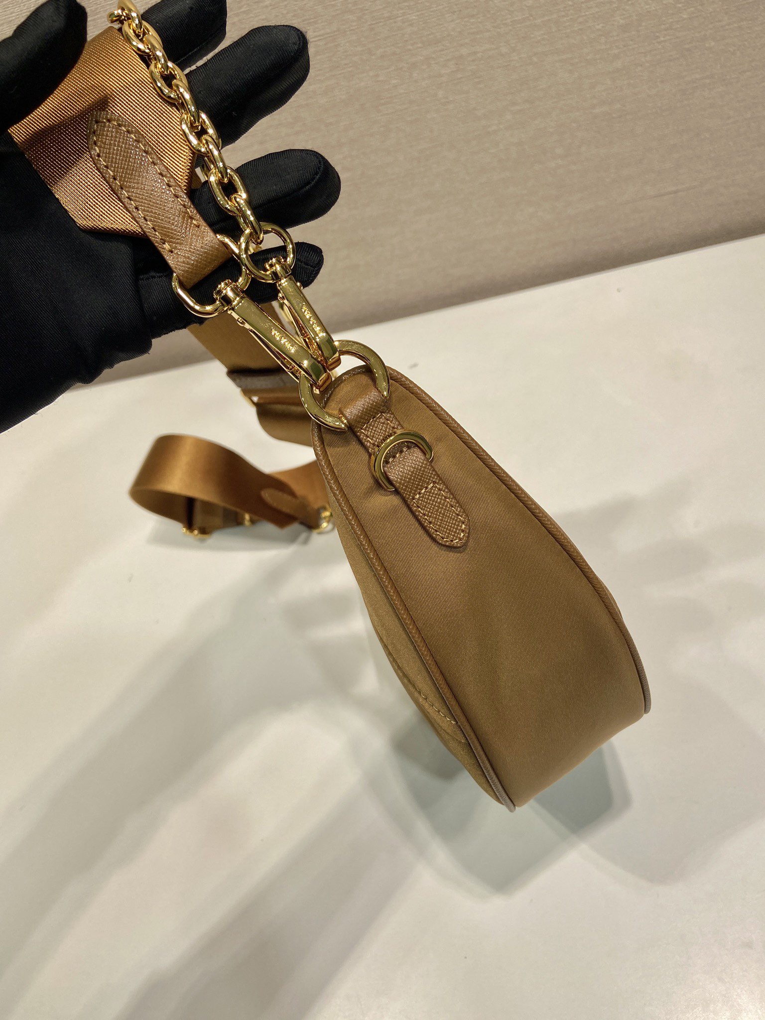Bagsaaa Pra*a Re-Nylon shoulder bag 1BH222 brown - 30cm