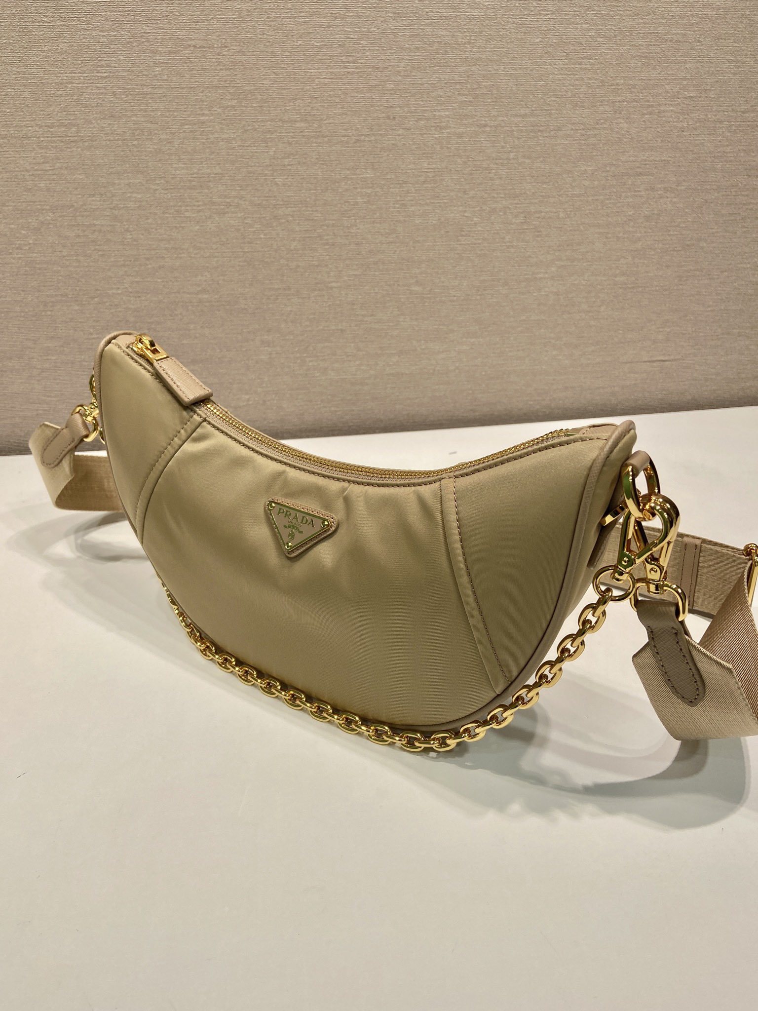 Bagsaaa Pra*a Re-Nylon shoulder bag 1BH222 beige - 30cm