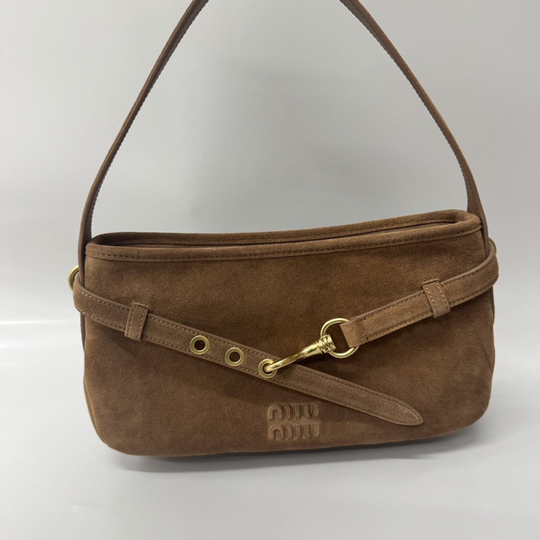 Bagsaaa Miu Miu Aventure suede bag 5BC182 brown - 33cm