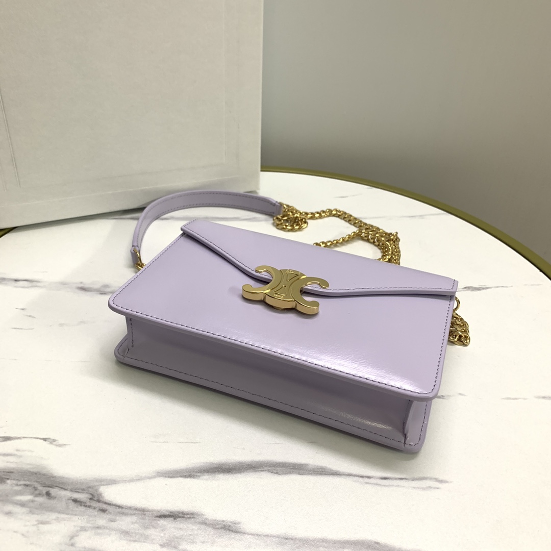 Bagsaaa Ce1i*e Wallet On Chain Margo In Shiny Calfskin 10L033 Purple - 19.5cm