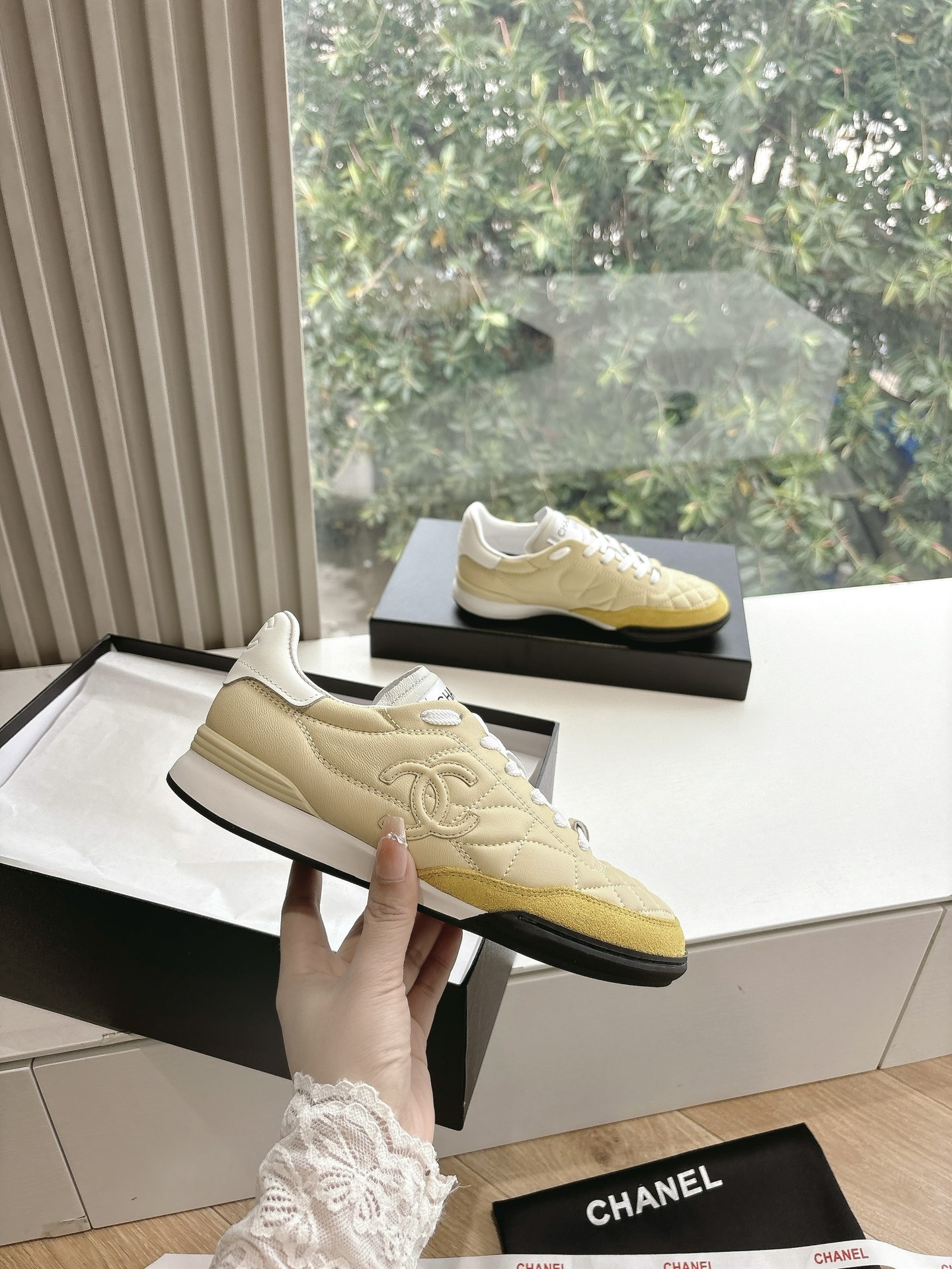 Bagsaaa Ch**el Trainers G45839 Light Yellow