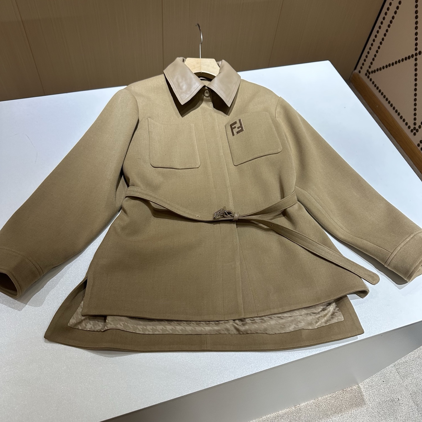 Bagsaaa F**di cashmere belted jacket beige