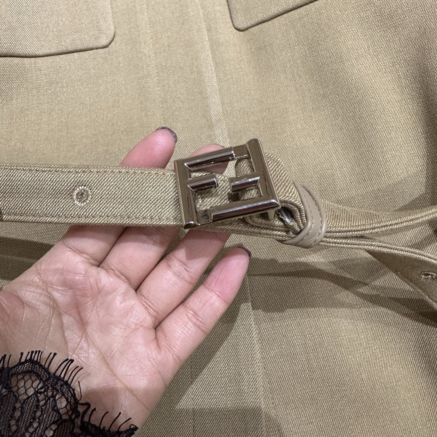 Bagsaaa F**di cashmere belted jacket beige